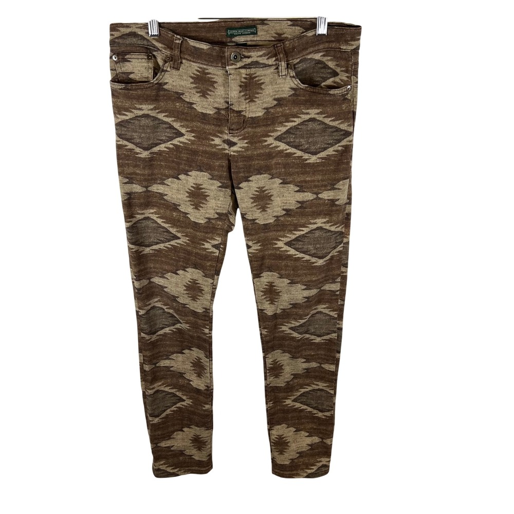 Lauren‎ Ralph Lauren Southwestern Aztec Print Skinny Jeans Brown Tan Size 10